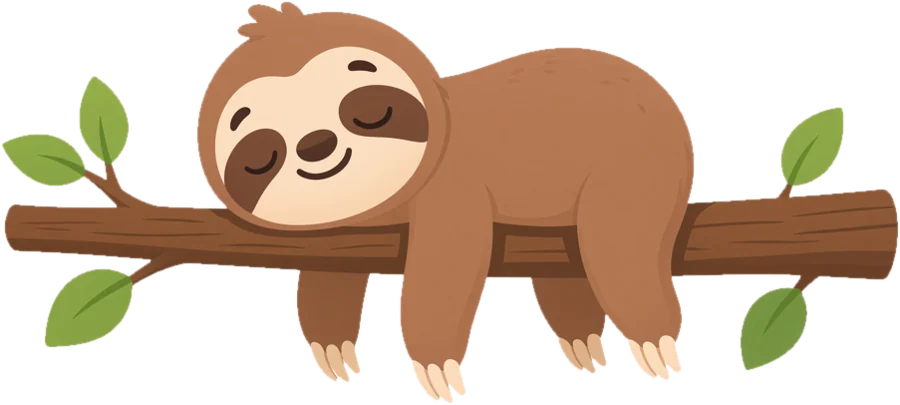 Nimu the sloth asleep on a branch